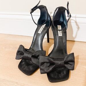Steve Madden Black Satin Bow Heels
